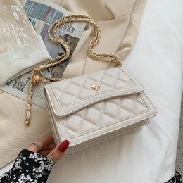 Shoulder Bags Lingge Chain Pu Leather Flap Crossbody For Women 2024 Small Simple Design Female Travel Handbags And Purses