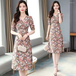 Party Dresses 2024 High Quality Chiffon Painting Summer Vintage Chic Print Midi Sundress Women Elegant Bodycon Evening Vestidos