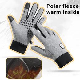 Cycling Gloves 1 Pair Outdoor Sports For Women Men Touch Screen Full Finger Windproof Waterproof Thickened Plush Lining S