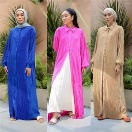 Ethnic Clothing Arab Malay Indonesia Abaya Shirt Dress For Women Dubai Turkey Kaftan Muslim Cardigan Button Abayas Femme Caftan Clothes