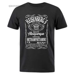 Men's T-Shirts Male t-Shirts Oversized Cotton t Shirts Printed Heisenberg Letter Tshirt Hip Hop Blouse Mens Clothing o-Neck Breathable TeesL2404