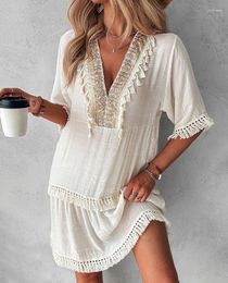 Party Dresses Summer Beach Style Women Clothes Tribal Embroidery Tassel Design Casual Straight Dress Fashion Women's Vacation Mini