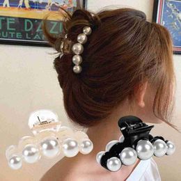 Wedding Hair Jewellery Retro Pearl Hair Claws Non Slip Strong Elegant Acrylic Hair Jaw Clips Women Makeup Medium Small Barrette Crab Hair Styling Tool d240425