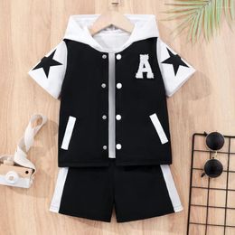 Clothing Sets 2 Pcs Set Kids Boys Clothes Hooded Baseball Jacket Shorts 3 4 5 6 7 Years Summer Casual Fashion Party Suit Holiday Wear