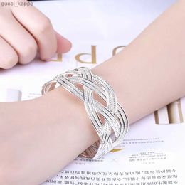 Chain 925 Sterling Silver Bracelets for Women elegant Braided wire bangle Fashion Wedding Party Christmas Gift Girl student Jewellery