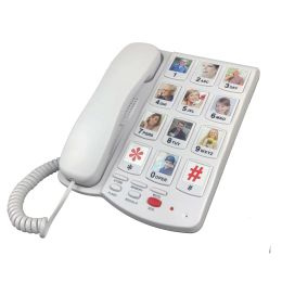 Accessories Big Button Corded Phone for Elderly Seniors Large Button Landline Phone for Old People with Replaceable Picture Memory Key Amp