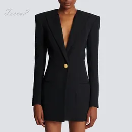 Casual Dresses Tesco Women's Dress Formal Business Long Sleeve One Button Slim Fit Office Lady Elegant For Women 2024