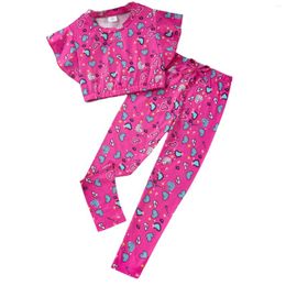 Clothing Sets Toddler Girls' Spring/Summer Valentine's Day Love Print Set Sleeve Short Top And Slim Leg Pants Sports Baby Apparel
