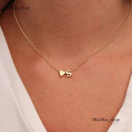 Fashion Tiny Heart Dainty Initial Necklace Gold Silver Colour Letter Name Choker Necklaces for Women Pendant Jewellery Gift 912