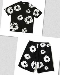 Мужские футболки Concunto de shorts harajuku espuma kapok masculino e feminino solto casual manga curta cala cala esportiva da moda festival vero y2k 2022 H240425