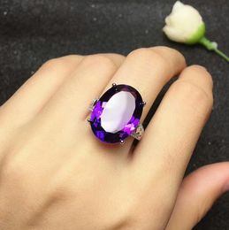 Luxury oval purple crystal amethyst gemstones diamonds rings for women white gold silver color jewelry bijoux bague party gifts2671719