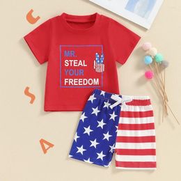 Clothing Sets Toddler Baby Boy 4th Of July Outfit Mr Steal Your Freedom T-shirt With Stars Striped Shorts For Independence Day