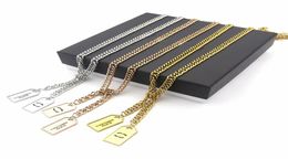 Fashion Lady Women Titanium steel Black Enamel C Letter 18K Plated Gold Long Necklaces With Double Square Pendants Sweate6766809