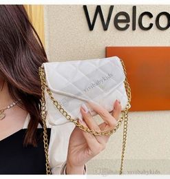 Lady style children metal letter handbags Fashion girls diamond lattice messenger bags kids chain one shoulder Satchel bag A9087