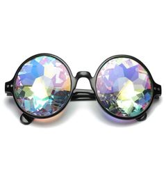 2021 Round Kaleidoscope Glasses Rave Festival Men Women Kids Brand Designer Holographic Crystal Party Club Cool Sunglasses Retro2350172