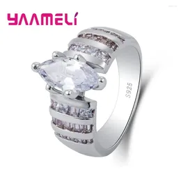 Cluster Rings Rhombus Crystal Cubic Zirconia Store Women Men Wide Surface Design Finger Brilliant 925 Sterling Silver Jewellery