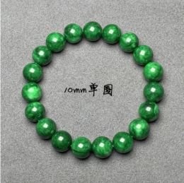 Strands Genuine Natural Jade Bracelet Men Emerald Jades Stone Elastic Beaded Wire Bracelets Jadeite Bangle For Mens Fashion Jewellery