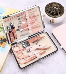 2022 Nail Art Kits 18PCS Set Stainless Steel Manicure Kit Pedicure Grooming Clippers Tools Care For Men Womens Drop8555334