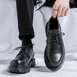 Casual Shoes Men Business Office Formal Dress Lace-up Genuine Leather Derby Shoe Black Platform Sneakers Gentleman Footwear Mans