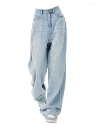 Women's Jeans Light Blue Baggy Harajuku Denim Trousers Y2k Jean Pants Vintage Japanese 2000s Style Trashy Oversize Clothes 2024