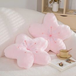 Pillow 45cm New Pink Sakura Plush Pillow Kawaii Flowers Plush Pillow Mat Lifelike Soft Cherry Blossom Cushion Plushie Props
