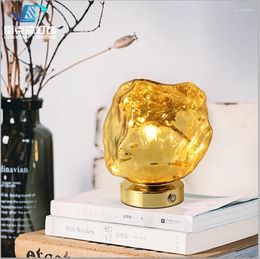 Table Lamps Creative Lava Stone Glass Lamp Indoor Retro Light Luxury Net Red Bedroom Bedside Atmosphere Desk