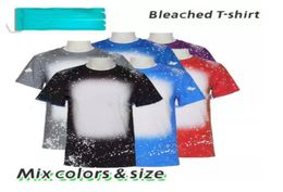 Whole S M L XL 4XL Sublimation Bleached Shirts Heat Transfer Blank Bleach Shirt Bleached Polyester TShirts US Men Women Party3743251