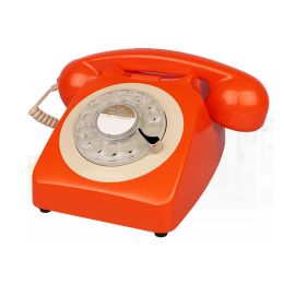 Accessories Corded Home Telephone Retro Rotary Dial Home Phone Pretty Orange Telephones for Home and Office Novelty Antique Hotel telephone