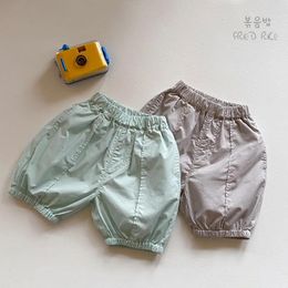 Trousers Children Clothing Fashion Loose Breathable Shorts 2024 Summer Thin Boys And Girls Solid Colour Stretch Waist