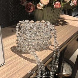Shoulder Bags Small Bag Women Summer Transparent Handmade String Bead Fashion Casual Wild Messenger Crystal Square