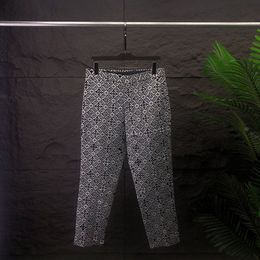 Men's pants summer new fashion men's pants counter business casual slim suit pants plaid letter pattern pantsAA2257