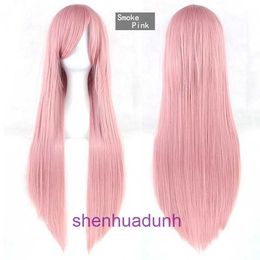 Designer high-quality wigs hair for women Cosplay Harajuku Colour animation wig womens long straight 80cm oblique bangs universal cover