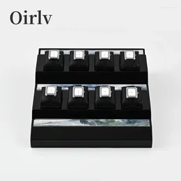 Jewellery Pouches Oirlv Black Wrist Watch Display Stands 8 Grids Leather Sets Stand Store Showcase Rack