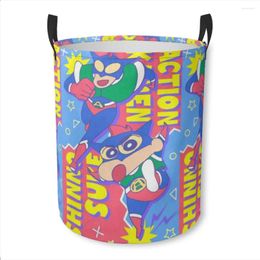 Laundry Bags Dirty Basket Clothes Organiser Foldable Storage Bucket Bathroom Waterproof Clothing Cartoon Crayon-Shin-Chan-S