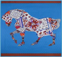 5 Colours Brand New Twill Silk Scarf Women039s Poker Horse Print Scarf Cashmere Square Scarf Women039s Shawl and Wrap Fashion5834385