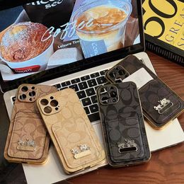 Fashion Leather PU Cell Phone Cases Designers for Iphone case 11 12 13 14 15 plus pro max Soft Case High Qualiry Real Cover Protective shell Protector with card pack