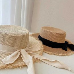 Wide Brim Hats Bucket Hats Summer beach flat top sun protection hat beach fisherman hat beach photo beach woven hat 240424