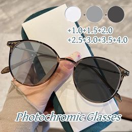 Sunglasses Round Frame Pochromic Reading Glasses Men Women Progressive Multifocal Eyewear Ultralight HD Lens Far Sight Eyeglasses