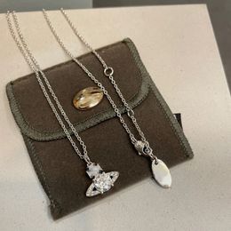 Designer Pendant Necklaces Ladies Saturn Necklace Color Round Diamonds Saturn Earrings Jewelry