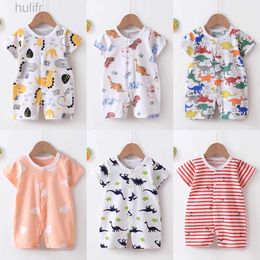 Rompers New Baby Newborn Romper Short-Sleeved Thin Romper baby wrapping clothes Jumpsuit baby girl romper d240425