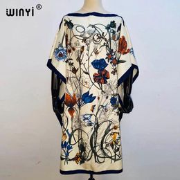 Party Dresses 2024WINYI Top Fashion Kuwait Traditional Dress Silk Kaftan Boho Colourful Pattern For Lady African Women