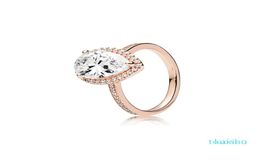 18K Rose gold Tear drop CZ Diamond RING with Original Box for 925 Silver Wedding Rings Set Engagement Jewellery for Women1856733