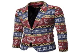 Fashion Men Adults Christmas Costumes Xmas Suit Funny Party Suits Santa Print Blazer7367630