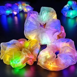 Party Decoration 5/10 Pcs LED Scrunchies Light Up Scrunchy 3 Modes Glow In The Dark Hair Accessories For Wedding Rave Neon