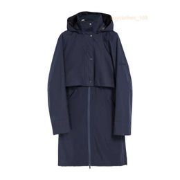 Designer Coats Women's Coats Luxury Coats MAX Maras Womens Multi Layered Technology Fabric Hood Blue Parker Coat Windbreaker