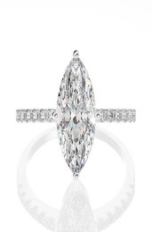 Luxury Jewelry Real 925 Sterling Silver Marquise Cut Large Moissanite Diamonds Gemstone Wedding Engagement Fine Jewelry Rings Gift1003865