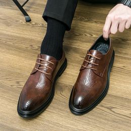 Casual Shoes Fashion Leather Men's Pointed Oxford Soft Bottom Spring And Autumn Man Business Formal Wear