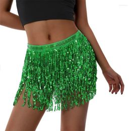 Skirts Summer Sequined Glitter Short Mini Skirt Women Night Club Split Back Drawstring Elastic High Waist Fringe Sexy Streetwear