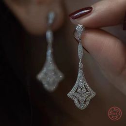 Vintage Simulated Diamond Earring 925 Sterling Silver Party Wedding Drop Earrings for Women Bridal Promise Jewellery Birthday Gift