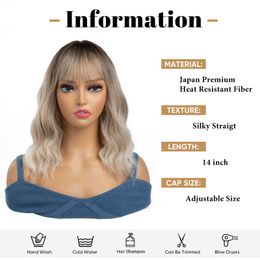 womens short curly hair straight bangs full head rose mesh high-temperature New silk simulation wig set wigs